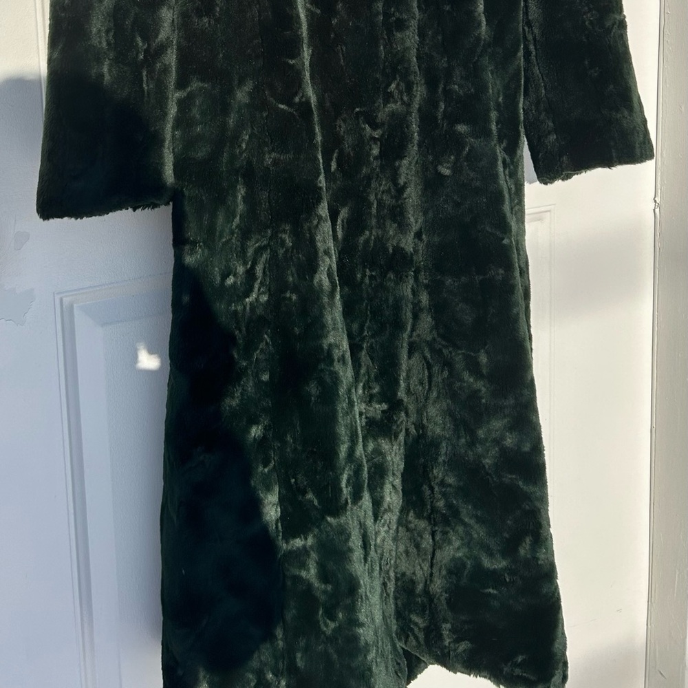 Alberta Ferretti Deep Green Faux Fur Jacket